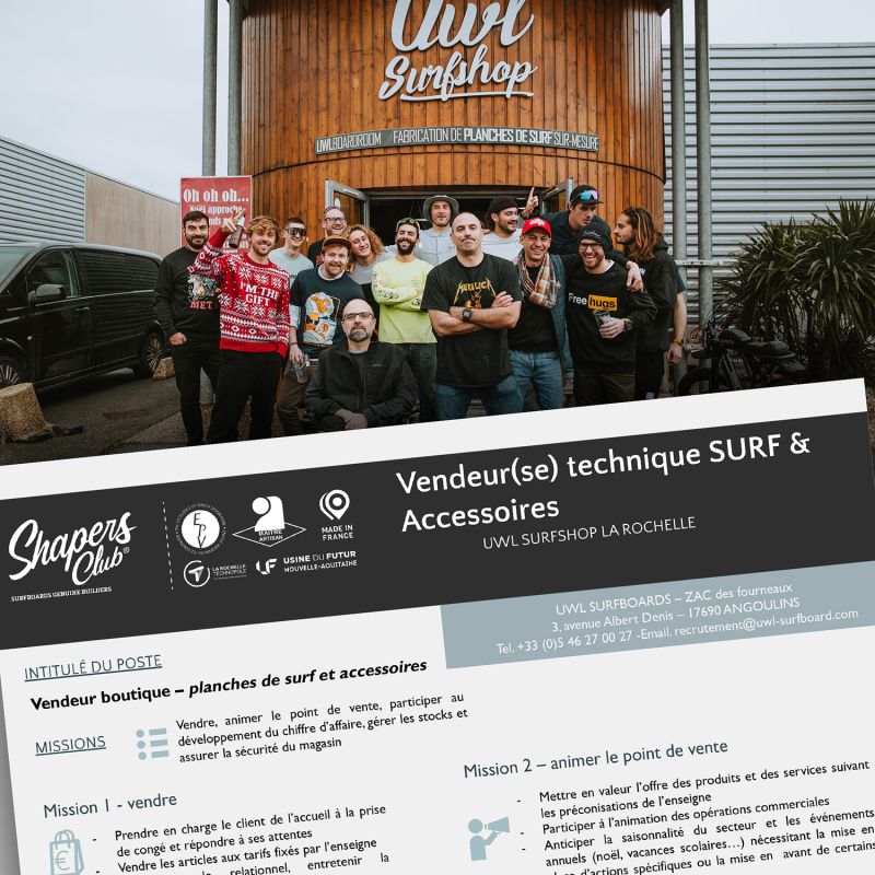 Poste de vendeur technique sur au UWL surfshop