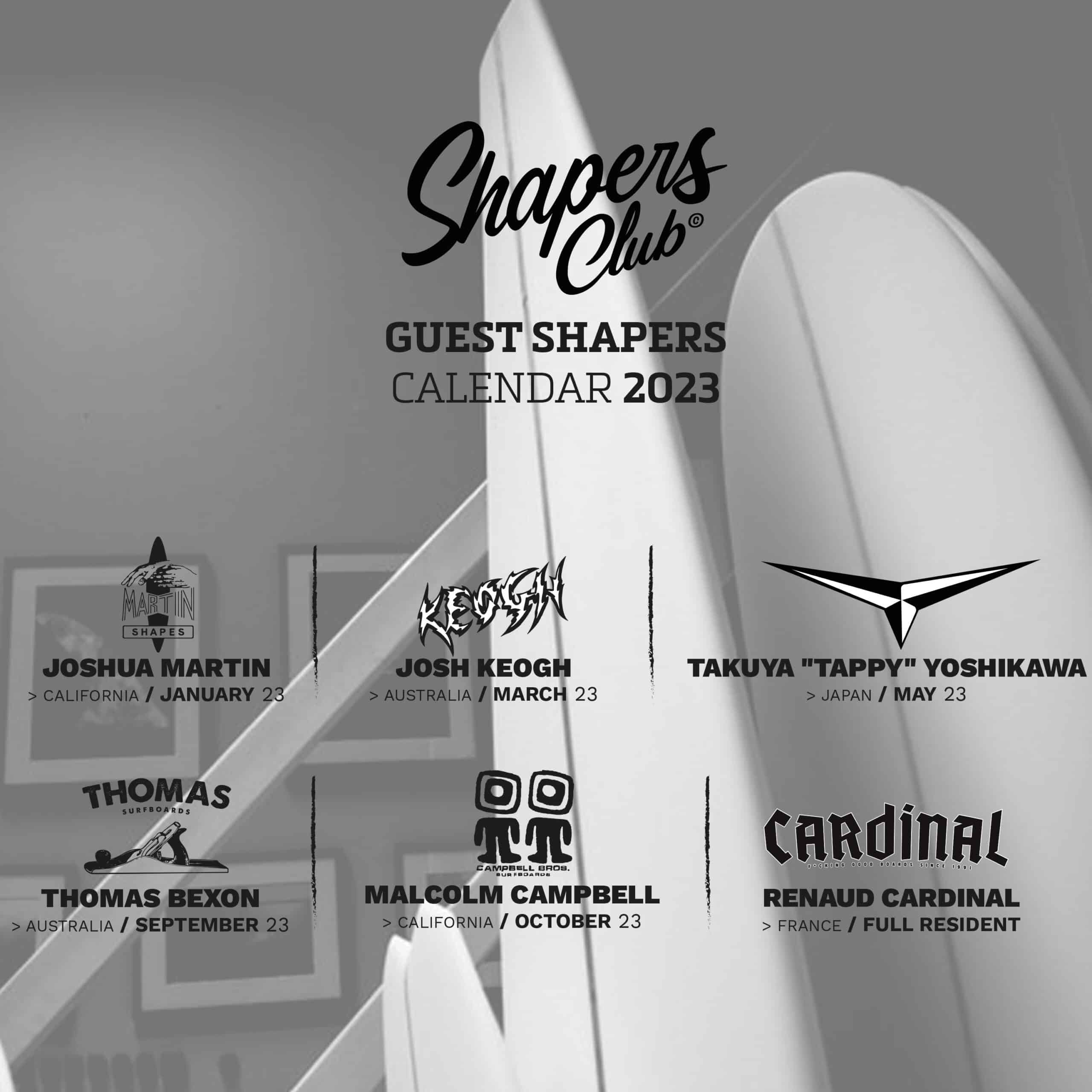 Mise à jour du calendrier des GUESTS SHAPERS 2023 au SHAPERS CLUB