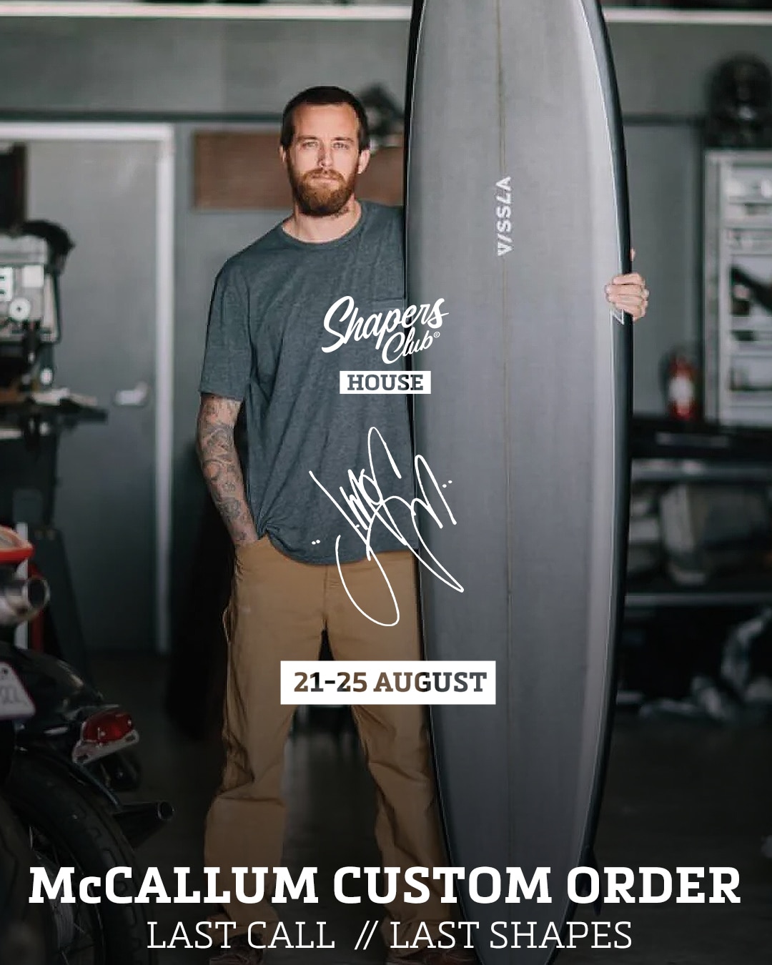 Commander votre Jeff McCallum sur-mesure en France – 20 au 25 août 2025 au Shapers Club