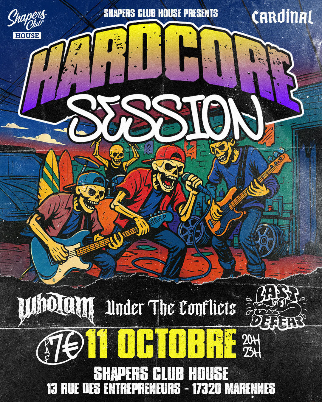 HARDCORE SESSION concerts le samedi 11 octobre au Shapers Club House (17)
